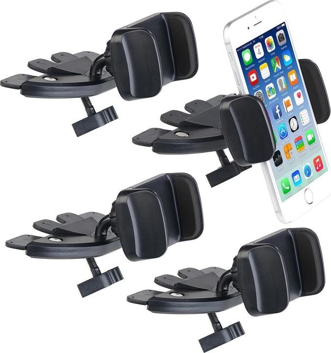 Produktbild Lescars 4er-Set Kfz-Smartphone-Halterungen für CD-Laufwerk, mit Kugelgelenk