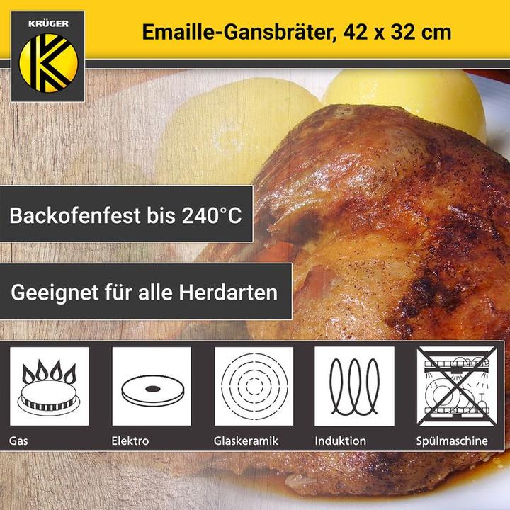Produktbild Krüger Emaille-Gansbräter (Bräter + Schmortopf, Stahl, Emaille)