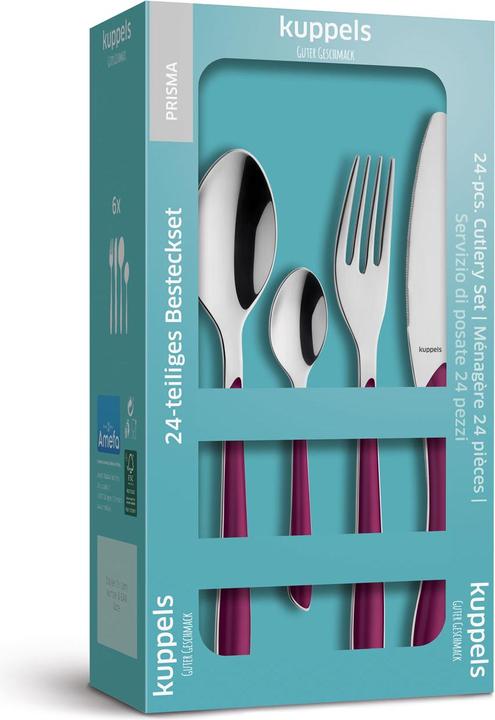Produktbild Kuppels PRISMA Besteckset 24-teilig, wildberry, hochglanzpoliert, für 6 Personen (24 Stück, Besteck Set)