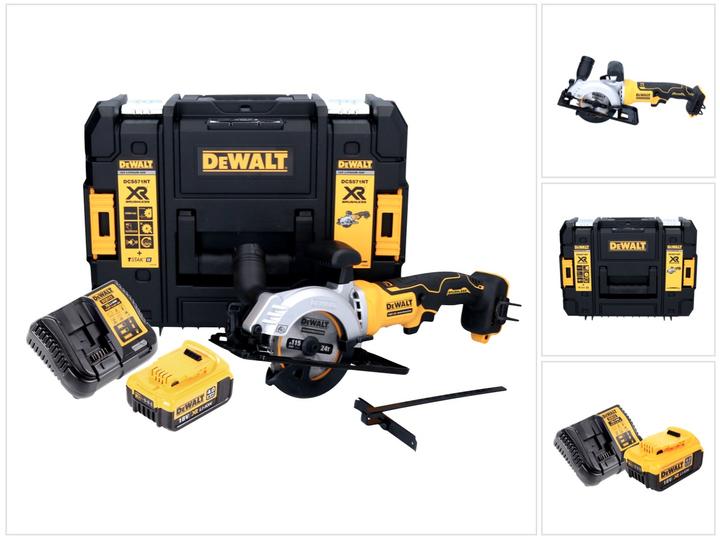 Produktbild DeWalt DCS 571 M1 Akku Handkreissäge 18 V 115 mm Brushless + 1x Akku 4,0 Ah + Ladegerät + TSTAK
