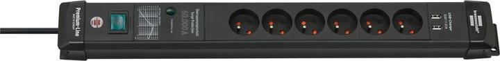 Produktbild Brennenstuhl Premium-Line, power distribution unit, 6 sockets, 3.0m, black, 2x USB, with switch a... (6 x, CEE 7/5, 3 m)