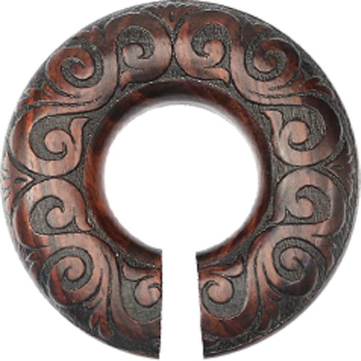 Star Piercing Ohrgewicht Donut Mandala Welle aus Narra Holz (ohne Messing, Organisch)