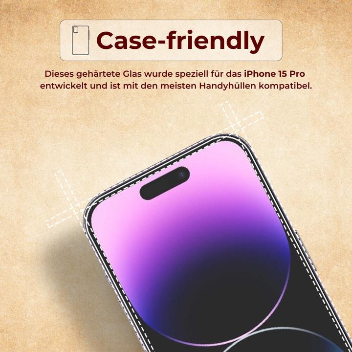 Produktbild Protectorking 2x echtes Tempered 9H Panzerhartglas 3D KLAR (2 Stück, Apple iPhone 15 Pro)
