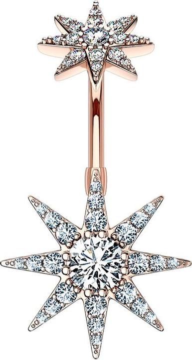 Star Piercing Banane Innengewinde rosegold doppel Stern (Messing, Chirurgenstahl 316L)
