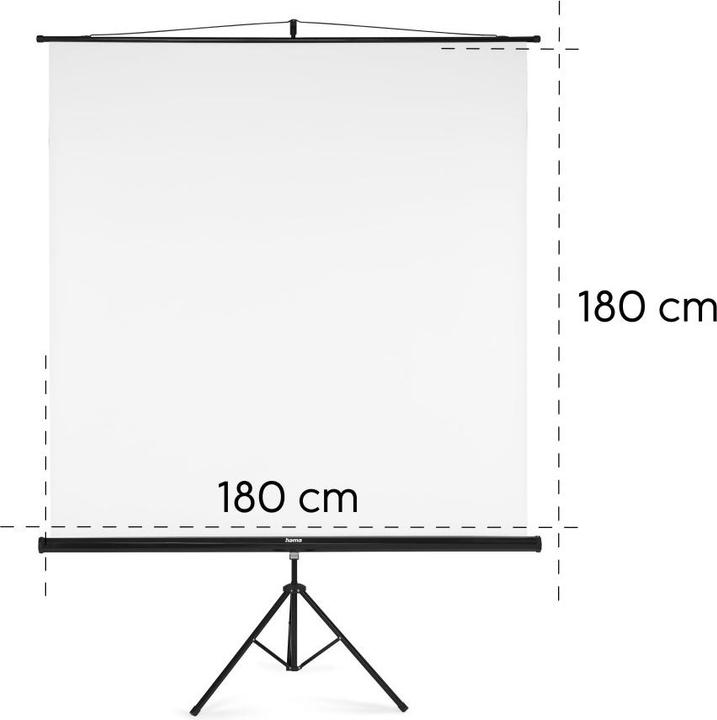 Image du produit Hama Écran avec trépied, 180 x 180 cm, 2en1, ensemble mobile, tube télescopique, blanc (100.39", 1:1)