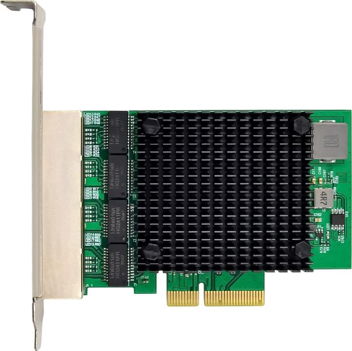Actual product image InLine Quad Gigabit network card, 4x RJ45 2.5Gb/s, PCIe x4, incl. low profile slot bracket (PCIe)