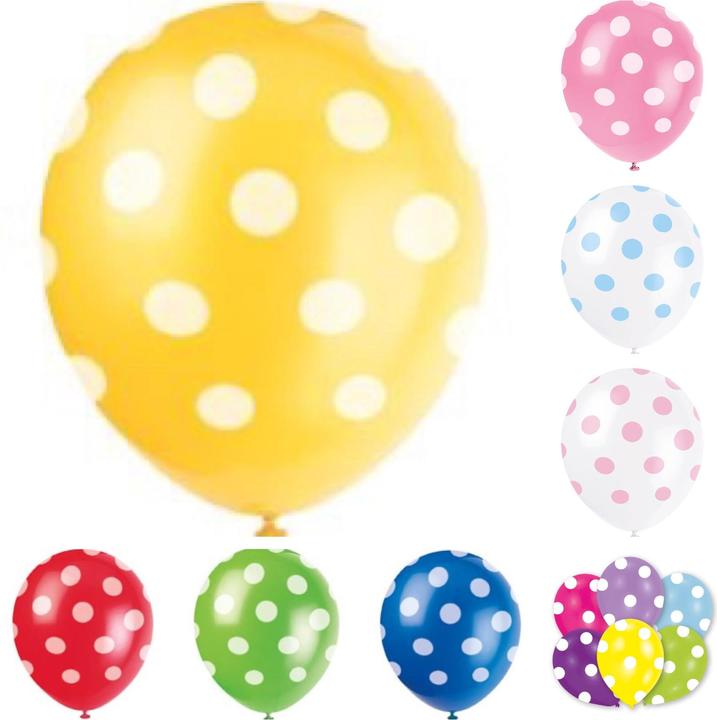Image du produit Unique Ballons Blancs à pois Bleu clair (6 x)