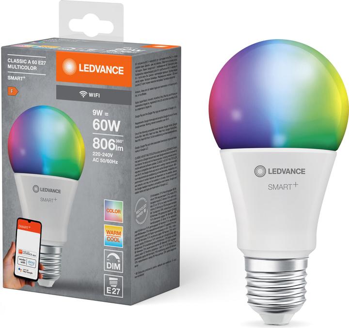 Actual product image Ledvance Smart+ Wifi Classic (E27, 9 W, 806 lm, 1 x, F)