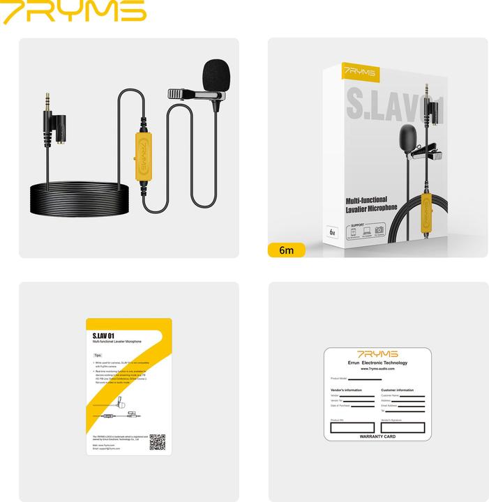 Immagine prodotto 7Ryms Microfono lavalier multifunzionale (4.5m)
