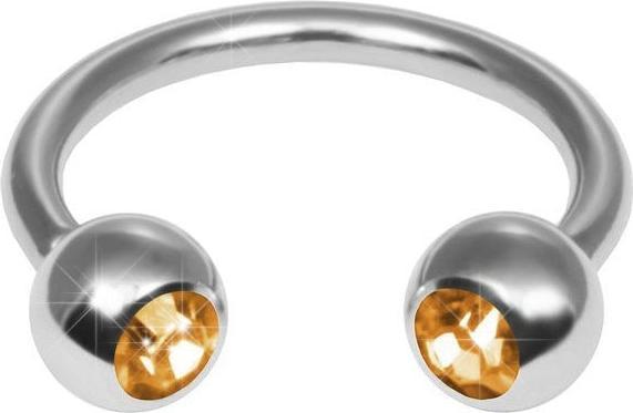 Hermex Circular Barbell Piercing Edelstahl mit Zirkonia - Mokka (Edelstahl)