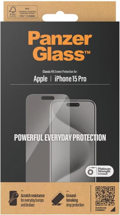Actual product image PanzerGlass Screen Protector (1 Piece, Apple iPhone 15 Pro)