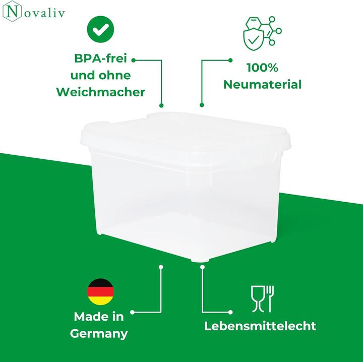 Produktbild Novaliv 5x Aufbewahrungsboxen mit Deckel klein 2 L transparente Nestbar stapelbare Plastikboxen mit (2 l)