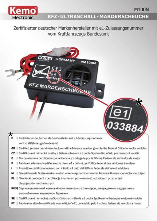 Produktbild Kemo Marderschutz Ultraschall 00N