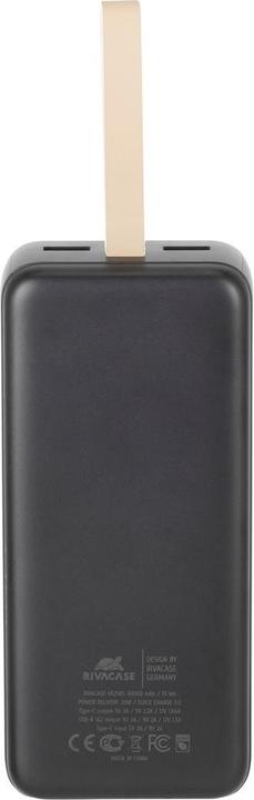 Produktbild Rivacase Powerbank 30000 mAh USB-C 20W + LCD schwarz (1x I/O USB-C PD 18W / PD 20W 2x USB-A QC 3.0 (30000 mAh, 20 W, 111 Wh)