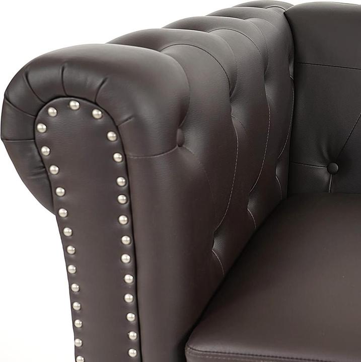Produktbild Swisshandel24 Luxus 2er Sofa Loungesofa Couch Chesterfield Kunstleder - runde Füsse, braun (2-Sitzer)