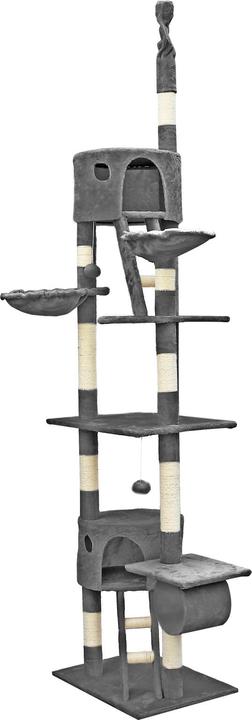 Actual product image Wiltec Cat Tree Scratching Post Climbing Tree 240-260cm in Grey with Caves, Hammocks and Platforms (260 cm, Grey)