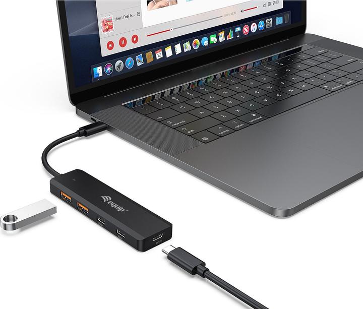 Produktbild equip aquip USB-Hub 4-Port 3.2 ->2xUSB-C, 2xUSB-A o.Netzteil sw (USB-C, 4 Ports)