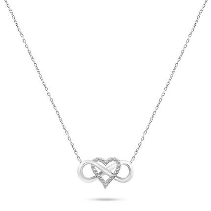 Brilio Silver - Romantic silver necklace with zircons NCL78W