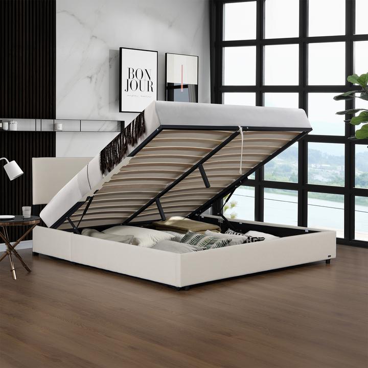 Produktbild Corium Polsterbett Juva mit Matratze und Bettkasten 160x200 cm Beige (160 x 200 cm)