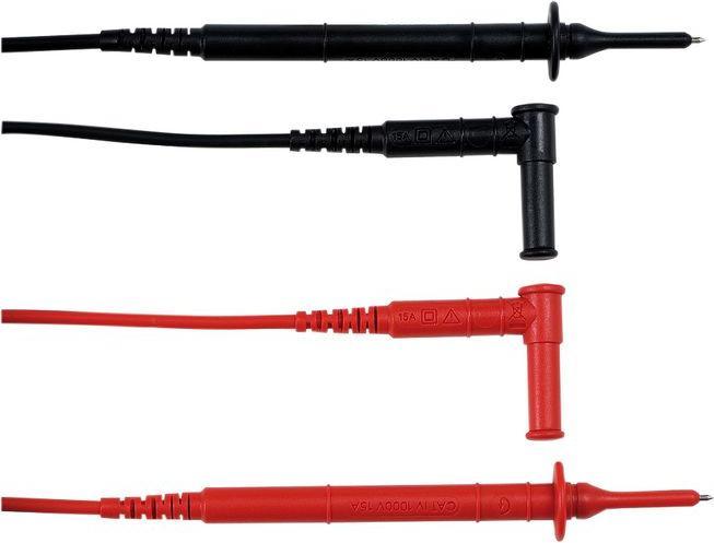 Image du produit Chauvin Arnoux Kit de cordons de mesure, pointe de mesure, 4 mm / fiche banane 4 mm, 90°, 1.5m, noir, rouge