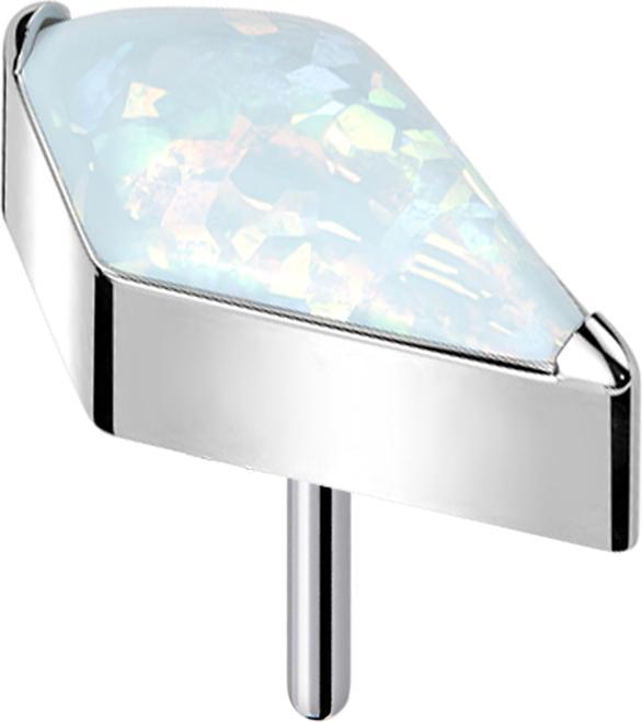 Produktbild Star Piercing Threadless Diamant silber mit Opal weiss (ohne Messing, Titan G23)