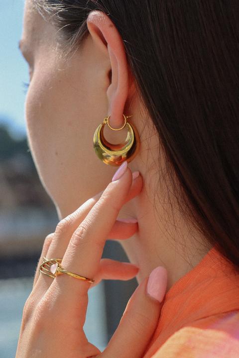 Image du produit Tara Style Bottega Hoop - Créoles (waterproof) (Acier inoxydable 18k plaqué or, 100% résistant à l'eau)