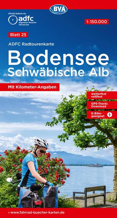 Produktbild ADFC-Radtourenkarte 25 Bodensee Schwäbische Alb 1:150.000, reiss- und wetterfest, E-Bike geeignet