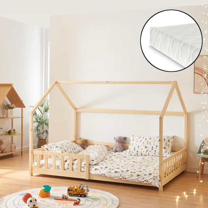 Produktbild En.Casa Hausbett Hesel mit Matratze und Rausfallschutz (120 x 200 cm)