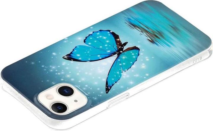 Image du produit Cover-Discount iPhone 15 Plus - Étui en silicone phosphorescent Blue Butterfly (Apple iPhone 15 Plus)