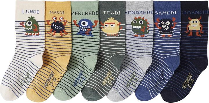 Vertbaudet 7er-Pack Jungen Socken mit Monster (7er Pack, 27, 30)
