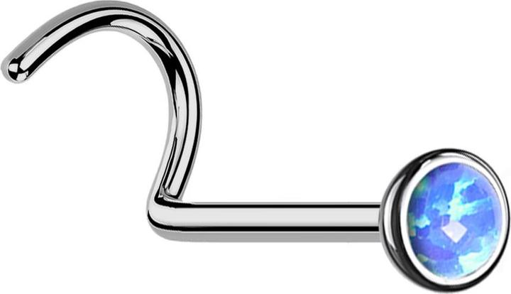 Immagine prodotto Star Piercing Perno nasale piegato in argento con semisfera di opale blu (senza ottone)