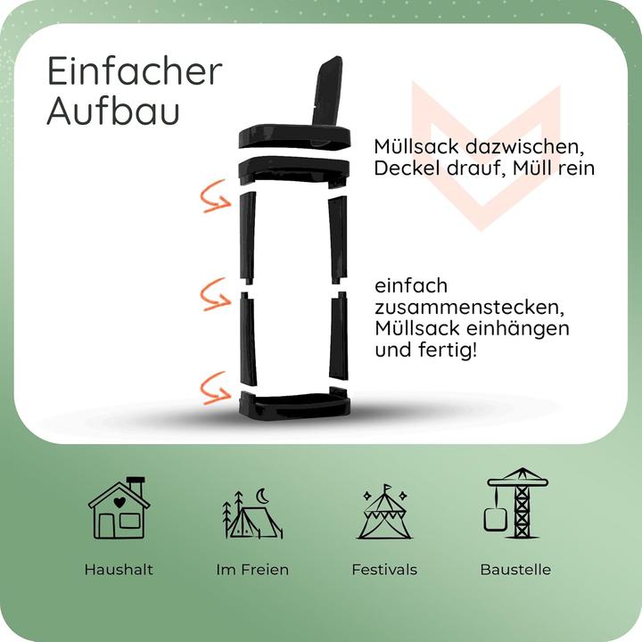 Actual product image Novaliv 5er-Set Müllsackständer mit Deckel für 70L-120L Müllsäcke, extra Robust & fester Stand Outdo (120 l)