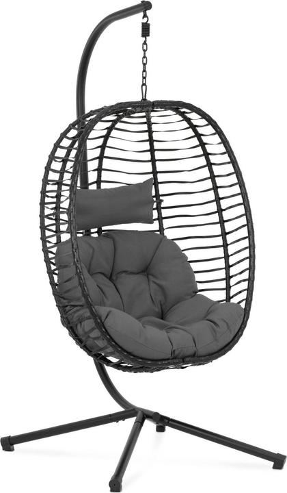 Produktbild Uniprodo Outdoor-Hängesessel mit Gestell Hängesessel Garten faltbar schwarz/grau 150 kg (150 kg)