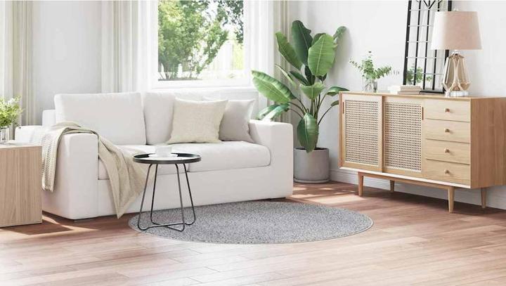 Produktbild VidaXL Kuscheliger Teppich mit Latexboden Grau ø160 cm (160 x 160 cm)