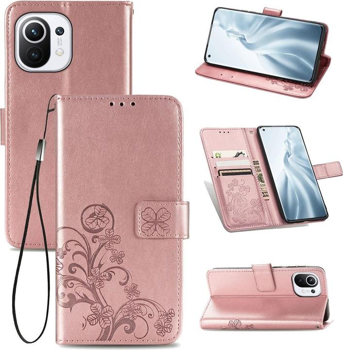 Produktbild König Design Hülle Handy Schutz für Xiaomi Mi 11 Case Flip Cover Tasche Etuis Bumper Rosa Neu (Xiaomi Mi 11i)