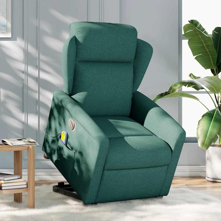 Produktbild VidaXL Elektrischer Massagesessel mit Aufstehhilfe Dunkelgrün Stoff