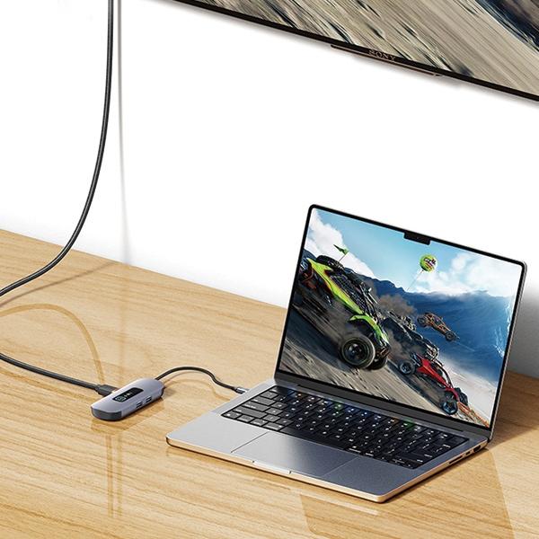 Produktbild Usams US-SJ642 PD100W 6in1 Multifunctional Type-C HUB with Light(Type-C To HDMI+USB3.0*2+TF+SD+PD100W ) (6 Ports)
