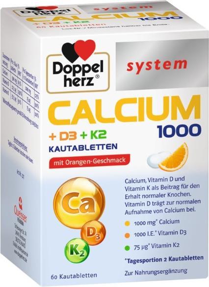 Doppelherz Calcium 1000+D3+K2 system, 60 St. Tabletten (60 Stück, Tabletten)