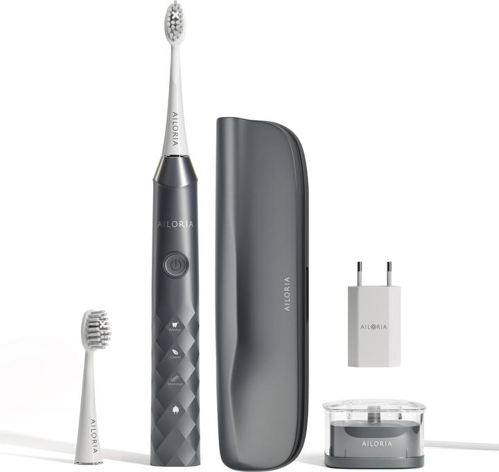 Induktive USB-Ladestation, 2x Bürstenköpfe Extra Clean, USB-Netzstecker, SHINE BRIGHT Schallzahnbürste, Etui