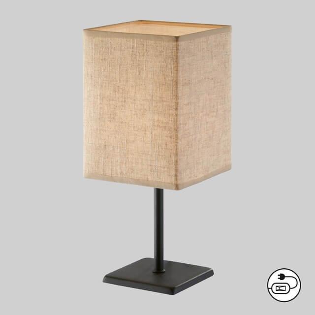Produktbild FHL easy FHL Lela Tischleuchte Leinenschirm rechteckig Modern E14 schwarz-natur 850260 (E14)