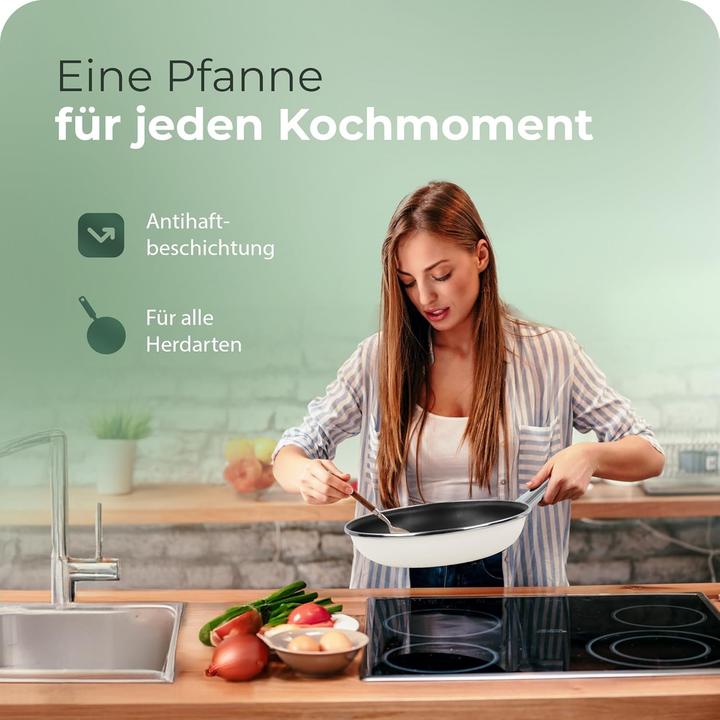 Produktbild Novaliv Energiesparpfanne 24 cm Einsparung bis zu 40% - Emaillierter Stahl, Antihaft Beschichtung in (24 cm, Bratpfanne, Stahl)
