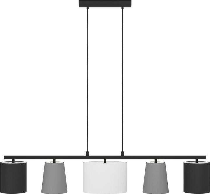 Actual product image EGLO Pendant lamp steel-textile 5-light HxL 1100x1200 mm Almeida black/grey/white (E14)