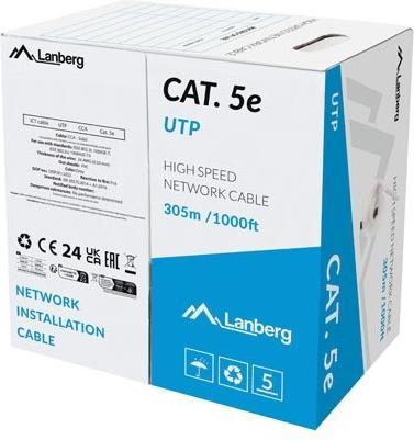 Produktbild Lanberg Kabel Lan Utp Kat.5e 305m Drut Cca Szary Fluke Passed (U/UTP, CAT5e, 305 m)