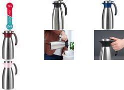 Actual product image Emsa Vacuum jug SOFT GRIP, 1.0 litre, stainless steel / blue One-handed operation with quick-tip (1 l)