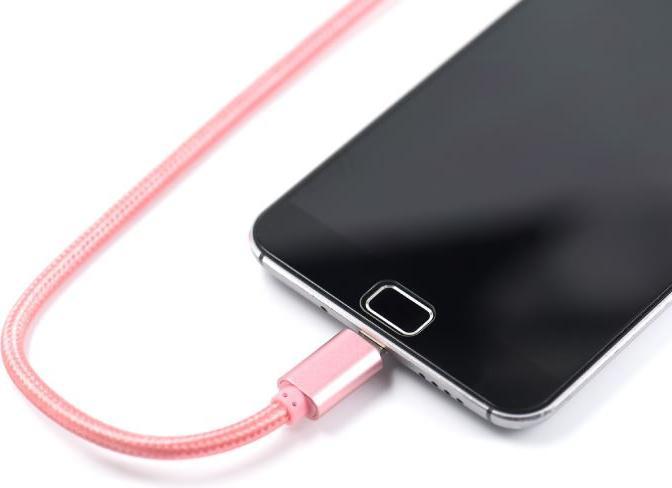 Actual product image Hermex Anki Micro USB Metal Charging Cable Fabric Data Cable 1m ROSÉGOLD (1 m)
