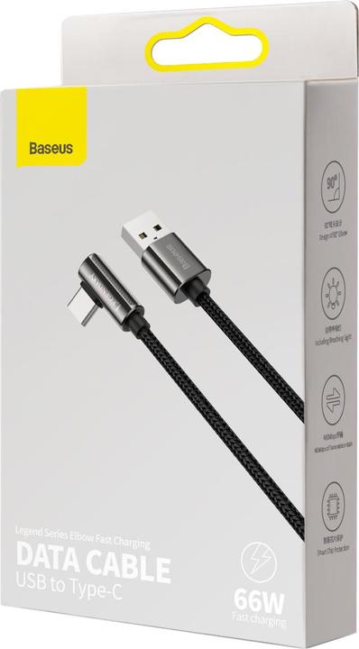 Productafbeelding Baseus Legend Series Elbow Fast Charging Data Cable USB naar Type-C 66W 1m Zwart (1 m, USB 2.0, 66 W)