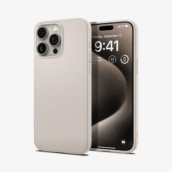 Produktbild Spigen Liquid Air Hülle für iPhone 15 Pro – natürliches Titan (Apple iPhone 15 Pro)