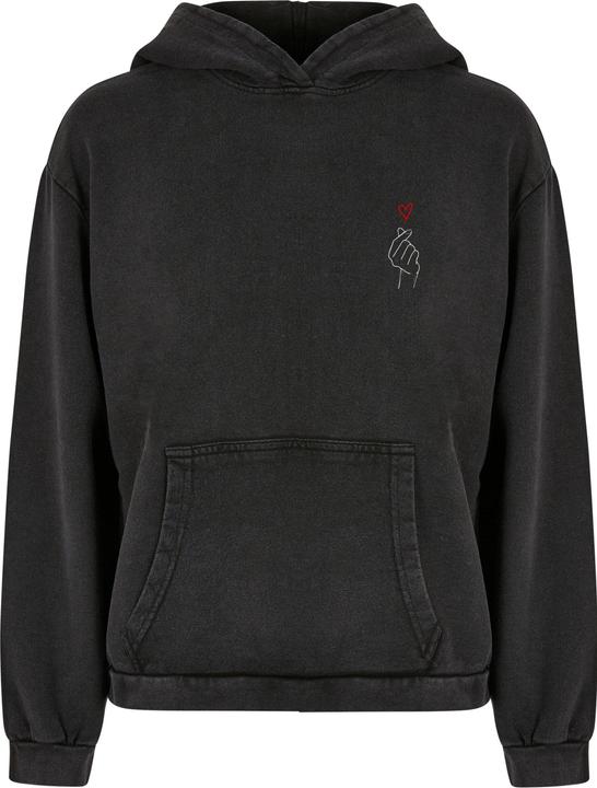 Merchcode Ladies K Heart Acid Washed Oversized Hoody - 187683