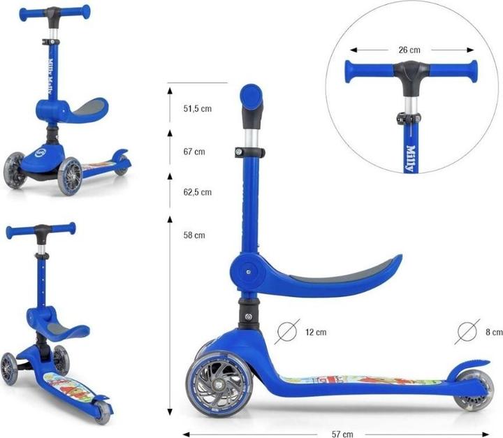 Image du produit Mally Tricycle pour enfants Trottinette Fuzzy Bleu Milly