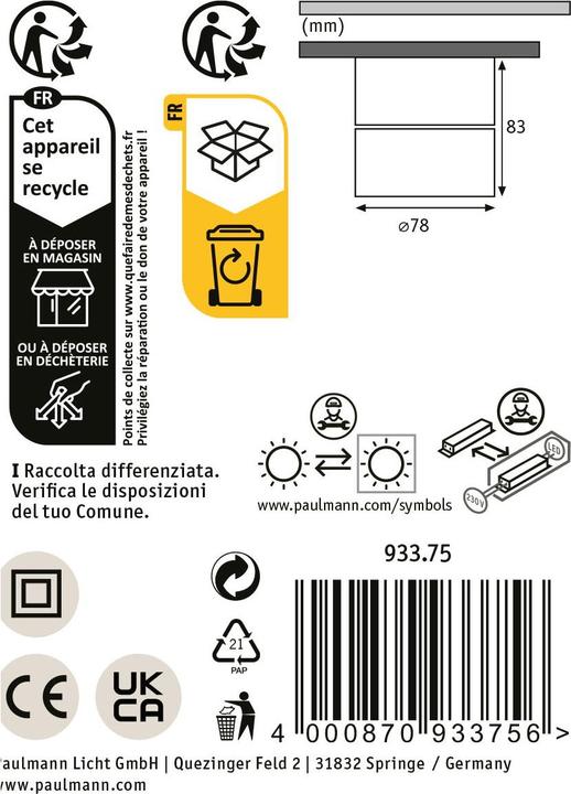 Immagine prodotto Paulmann Apparecchio a plafone Spircle Set (530 lm)